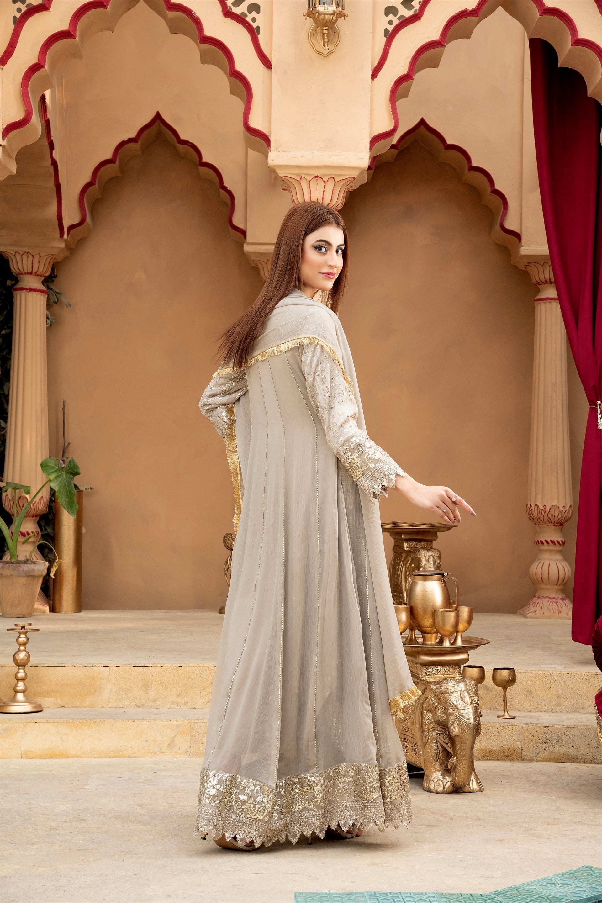 Manahils Stitched Formals Kurti-B-005-Sand