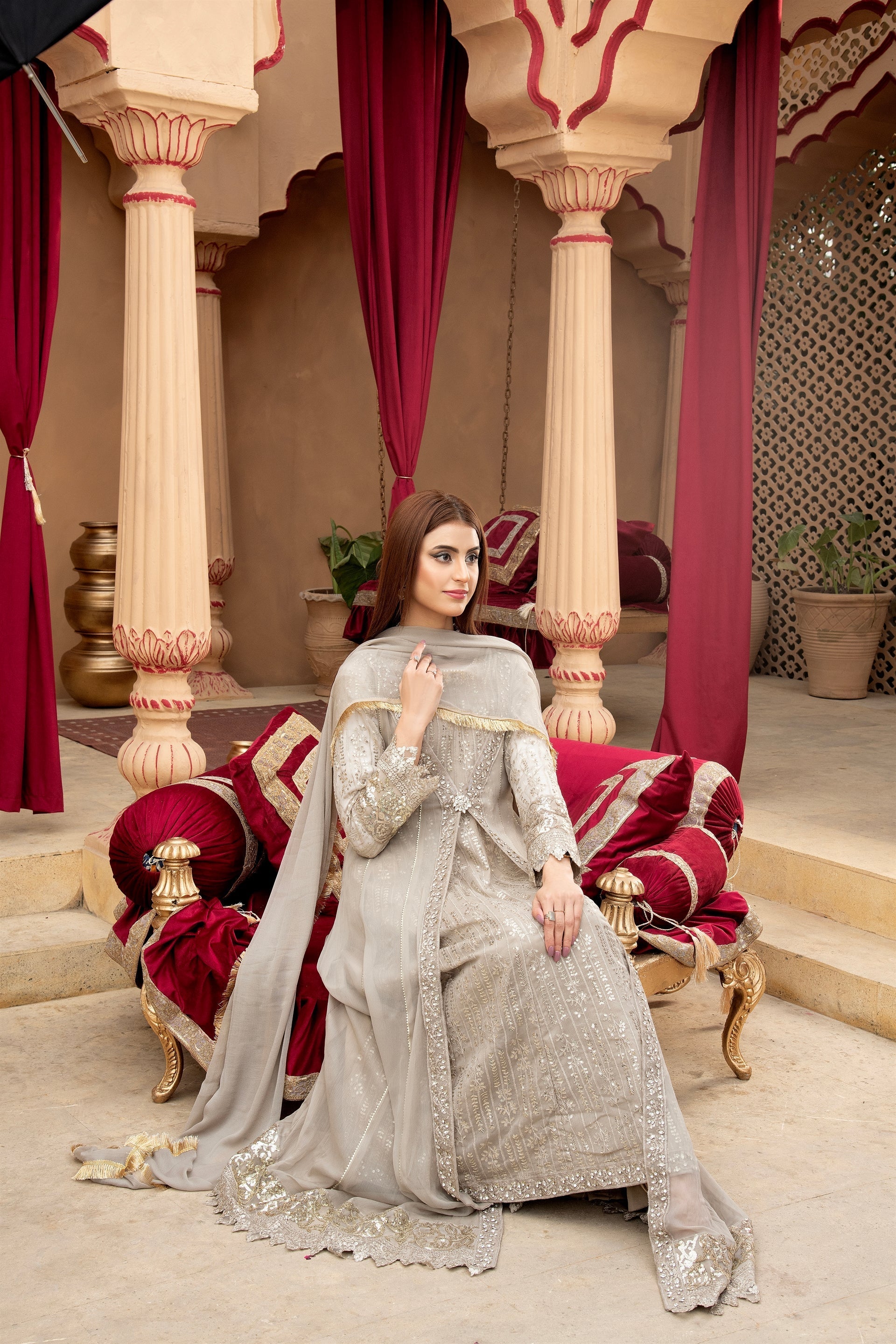 Manahils Stitched Formals Kurti-B-005-Sand