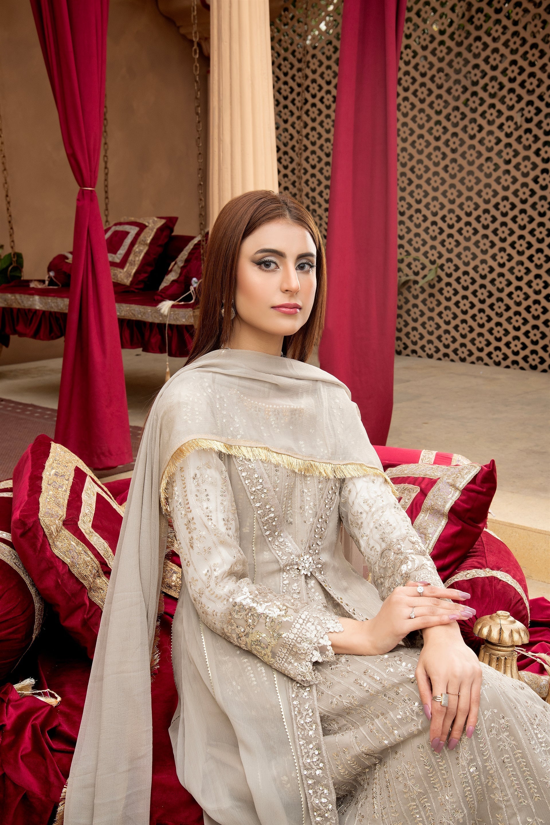 Manahils Stitched Formals Kurti-B-005-Sand