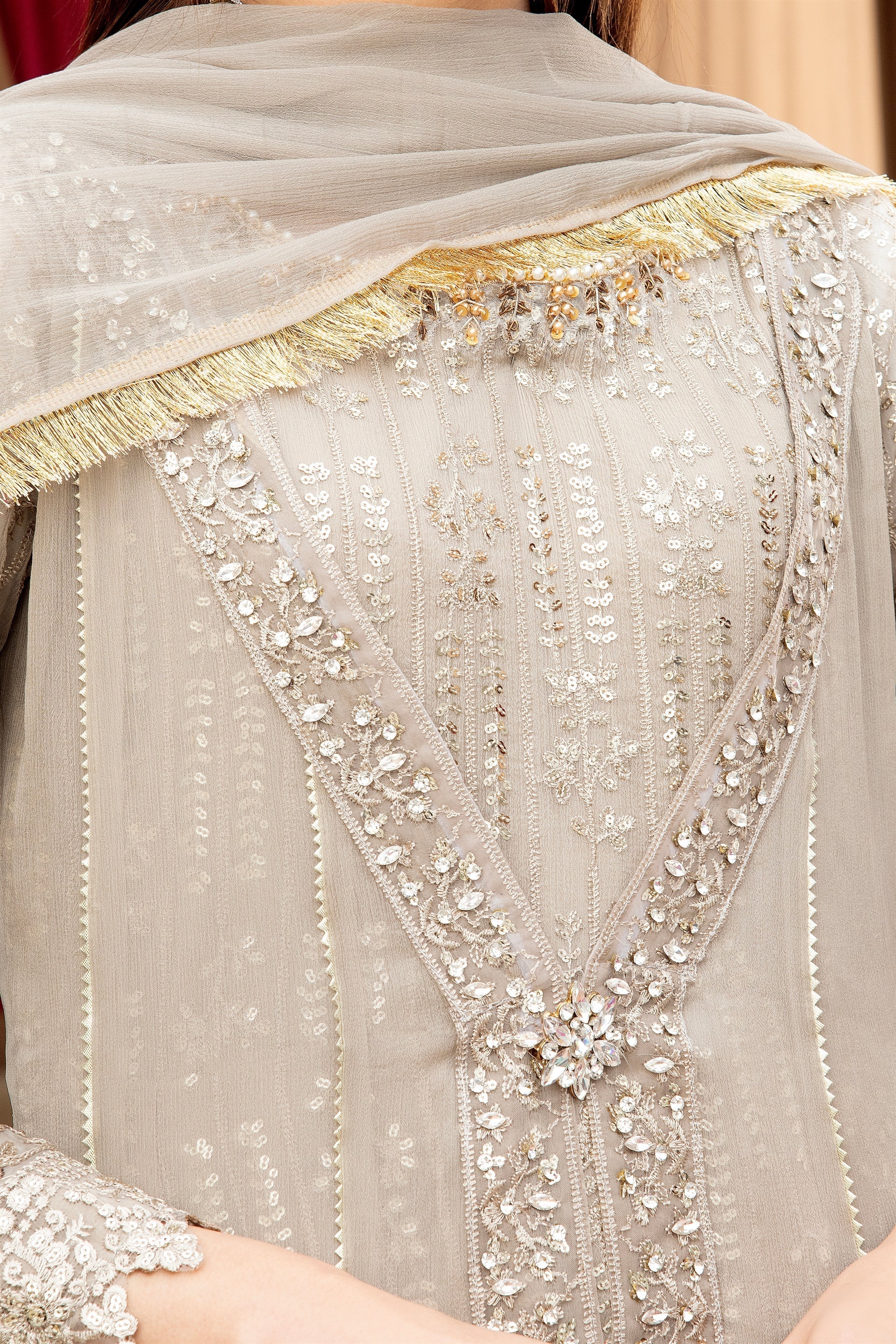 Manahils Stitched Formals Kurti-B-005-Sand