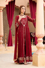 Manahils Stitched Formals Kurti-B-005-Mehroon