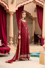 Manahils Stitched Formals Kurti-B-005-Mehroon