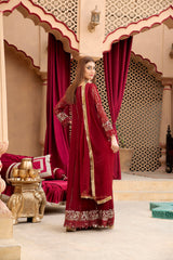 Manahils Stitched Formals Kurti-B-005-Mehroon