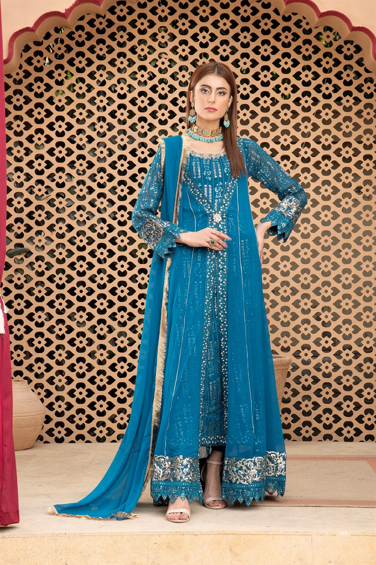 Manahils Stitched Formals Kurti-B-005-Zinc