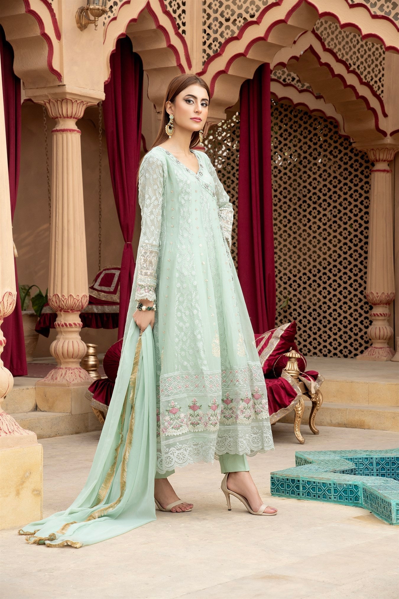Manahils Stitched Formals Angrakha-B-008-Aqua