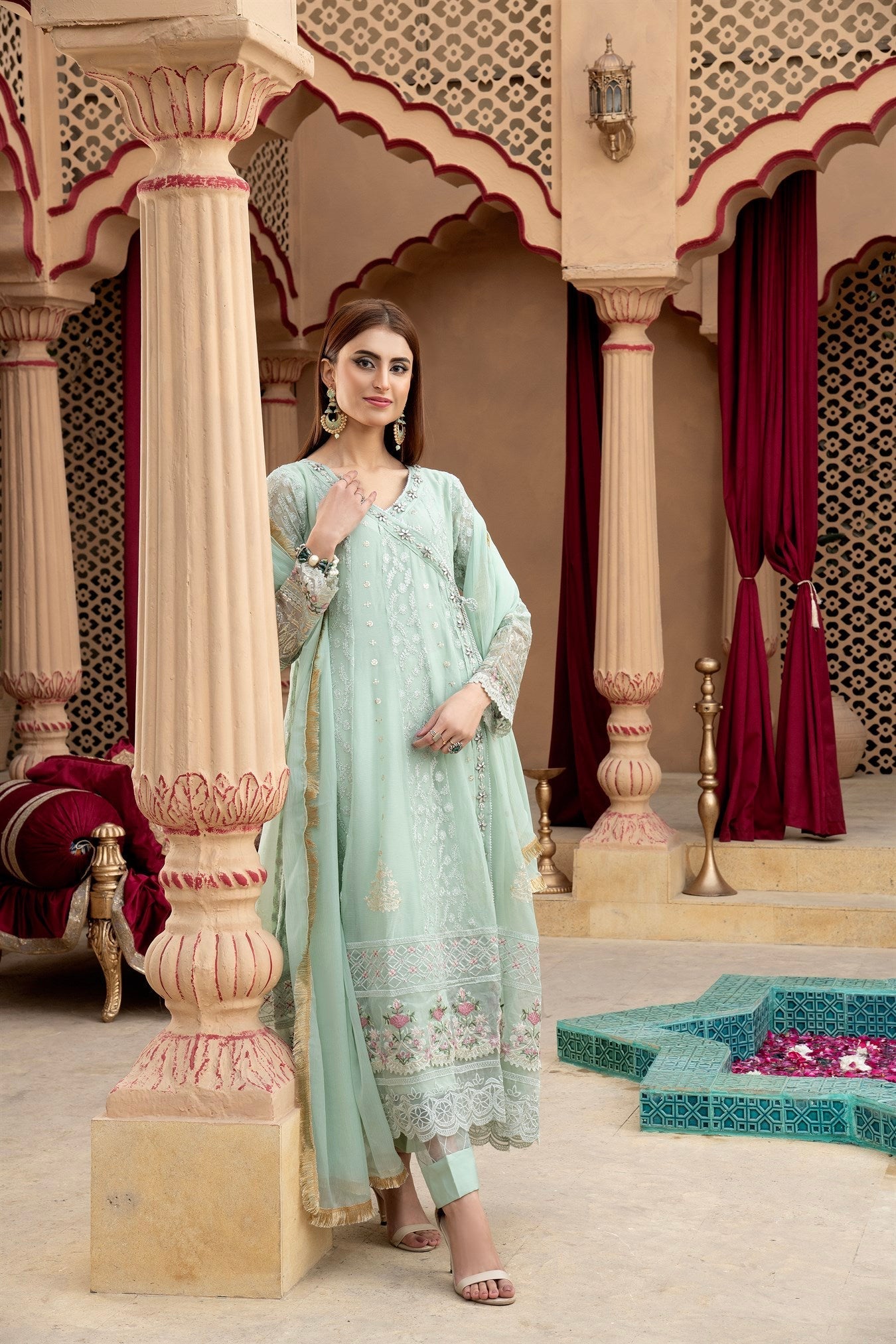 Manahils Stitched Formals Angrakha-B-008-Aqua
