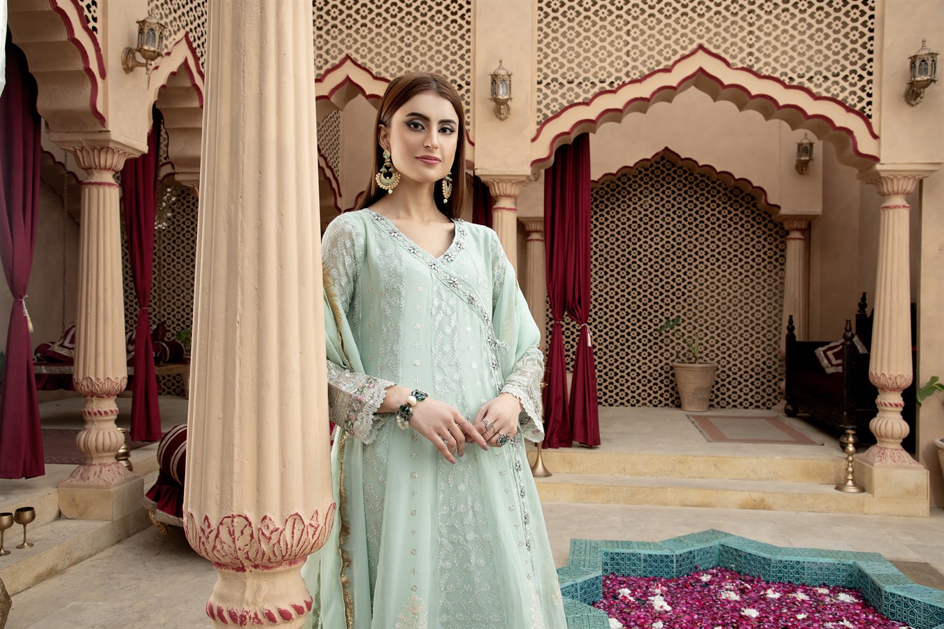 Manahils Stitched Formals Angrakha-B-008-Aqua