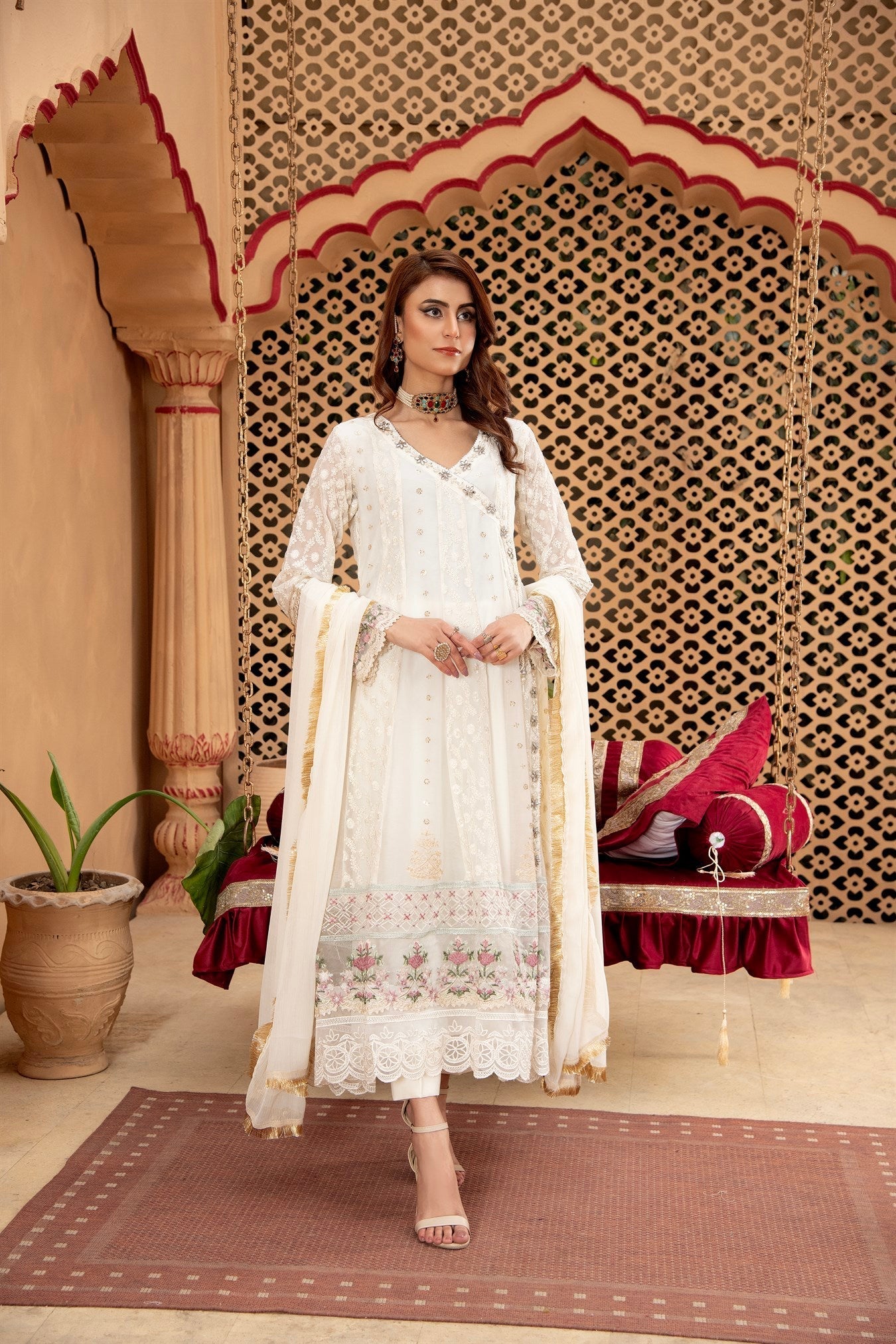 Manahils Stitched Formals Angrakha-B-008-Off White