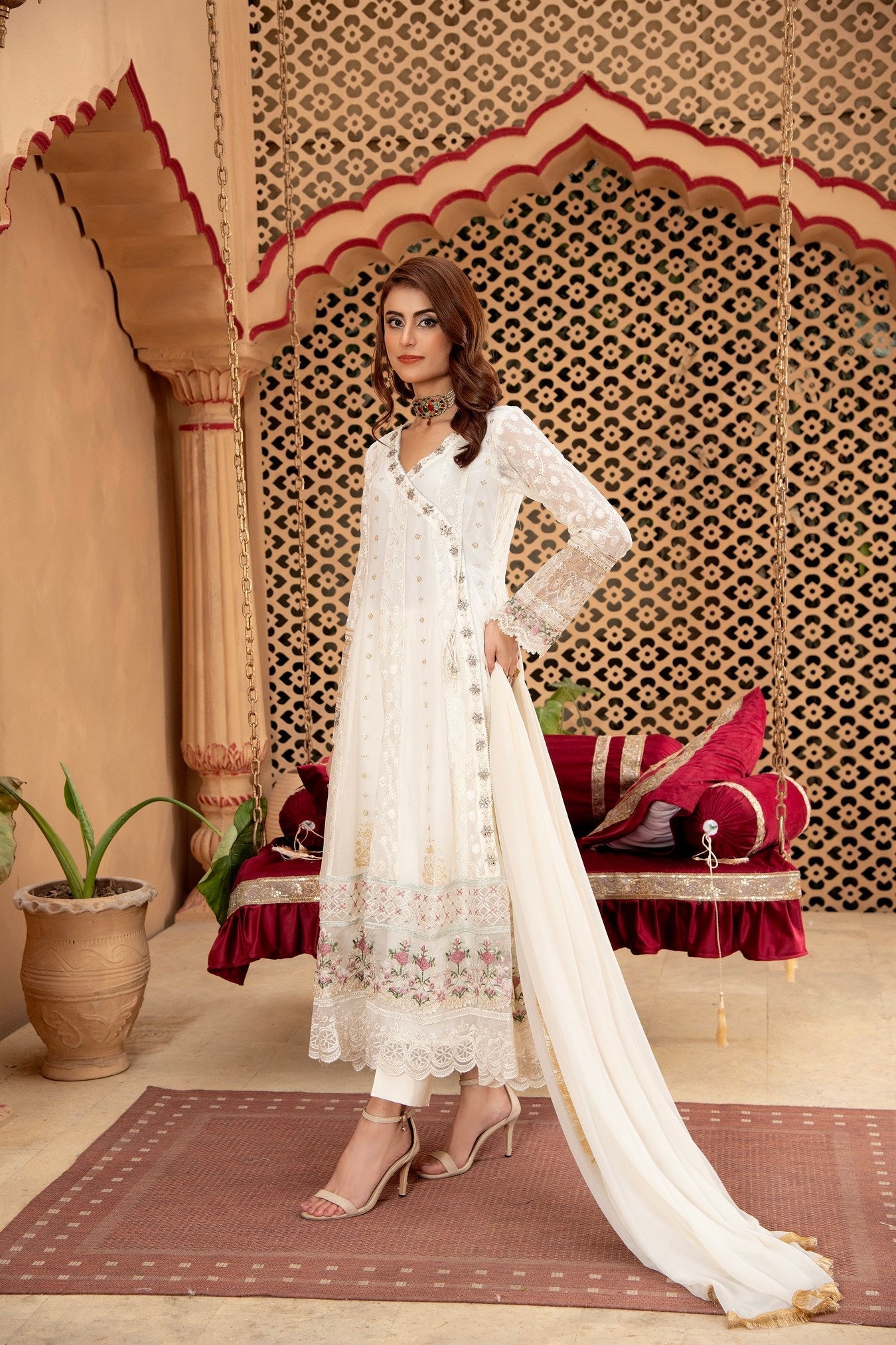 Manahils Stitched Formals Angrakha-B-008-Off White