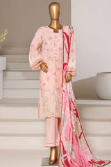 Fusion By Sada Bahar Stitched 3 Piece Chikankari With Laser Cutwork Suit-PCK-204 PINK
