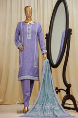 Gardenia Prints By HZ Stitched 3 Piece Swiss Lawn Suit-PDL-710-Purple