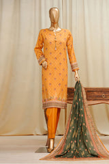 Gardenia Prints By HZ Stitched 3 Piece Swiss Lawn Suit-PDL-711-Mustard
