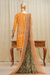 Gardenia Prints By HZ Stitched 3 Piece Swiss Lawn Suit-PDL-711-Mustard