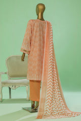 Printkari By HZ Stitched 3 Piece Prints Chikankari Vol-03 Suit-PEC-059-Coral