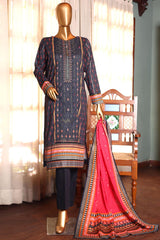 HZ Premium Unstitched 3 Piece Fancy Emb Printed Lawn Suit-PEC-179