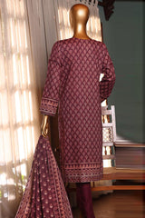 HZ Premium Unstitched 3 Piece Fancy Emb Printed Lawn Suit-PEC-184