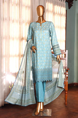 HZ Premium Unstitched 3 Piece Fancy Emb Printed Lawn Suit-PEC-185