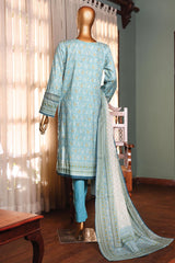 HZ Premium Unstitched 3 Piece Fancy Emb Printed Lawn Suit-PEC-185