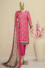 HZ Premium Unstitched 3 Piece Emb Lawn Suit-PEC-701