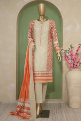 HZ Premium Unstitched 3 Piece Emb Lawn Suit-PEC-702