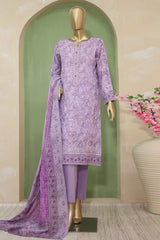 HZ Premium Unstitched 3 Piece Emb Lawn Suit-PEC-703