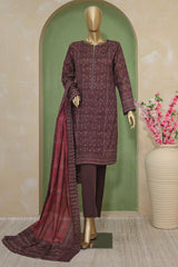 HZ Premium Unstitched 3 Piece Emb Lawn Suit-PEC-706