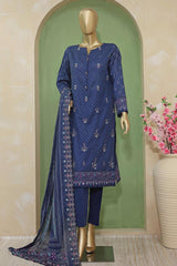 HZ Premium Unstitched 3 Piece Emb Lawn Suit-PEC-707