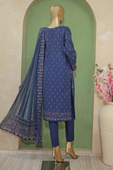 HZ Premium Unstitched 3 Piece Emb Lawn Suit-PEC-707