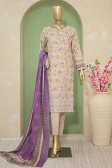 HZ Premium Unstitched 3 Piece Emb Lawn Suit-PEC-708