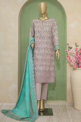 HZ Premium Unstitched 3 Piece Emb Lawn Suit-PEC-709