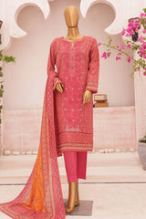 Hz Premium Unstitched 3 Piece Emb Lawn Vol-03 Suit-PEC-742