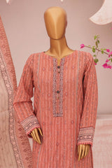 Hz Premium Unstitched 3 Piece Emb Lawn Vol-03 Suit-PEC-744
