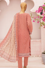 Hz Premium Unstitched 3 Piece Emb Lawn Vol-03 Suit-PEC-744