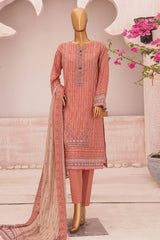 Hz Premium Unstitched 3 Piece Emb Lawn Vol-03 Suit-PEC-744