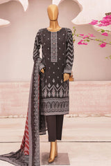 Hz Premium Unstitched 3 Piece Emb Lawn Vol-03 Suit-PEC-746