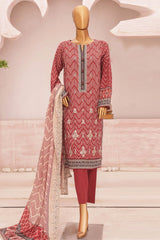 Hz Premium Unstitched 3 Piece Emb Lawn Vol-03 Suit-PEC-749