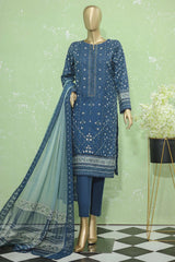 Hz Premium Unstitched 3 Piece Embroidered Lawn Suit-PEC-901