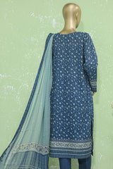 Hz Premium Unstitched 3 Piece Embroidered Lawn Suit-PEC-901