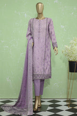 Hz Premium Unstitched 3 Piece Embroidered Lawn Suit-PEC-902