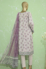 Hz Premium Unstitched 3 Piece Embroidered Lawn Suit-PEC-904