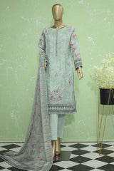 Hz Premium Unstitched 3 Piece Embroidered Lawn Suit-PEC-905