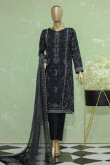 Hz Premium Unstitched 3 Piece Embroidered Lawn Suit-PEC-906