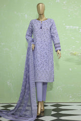 Hz Premium Unstitched 3 Piece Embroidered Lawn Suit-PEC-907