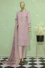 Hz Premium Unstitched 3 Piece Embroidered Lawn Suit-PEC-908
