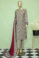Hz Premium Unstitched 3 Piece Embroidered Lawn Suit-PEC-909