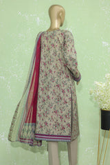 Hz Premium Unstitched 3 Piece Embroidered Lawn Suit-PEC-909