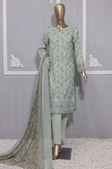 HZ Premium Unstitched 3 Piece Emb Lawn Bamber Chiffon Dupatta Vol-02 Suit-PEC-912