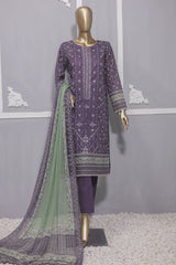 HZ Premium Unstitched 3 Piece Emb Lawn Bamber Chiffon Dupatta Vol-02 Suit-PEC-913