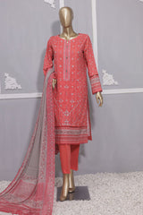 HZ Premium Unstitched 3 Piece Emb Lawn Bamber Chiffon Dupatta Vol-02 Suit-PEC-916