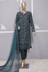 HZ Premium Unstitched 3 Piece Emb Lawn Bamber Chiffon Dupatta Vol-02 Suit-PEC-921